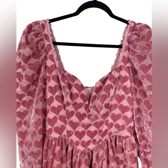 For Love And Lemons Pink Heart Pattern Mini Dress - Picture 2 of 14